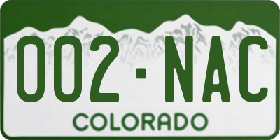 CO license plate 002NAC