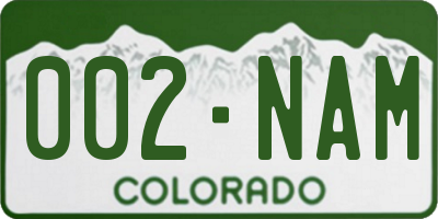 CO license plate 002NAM