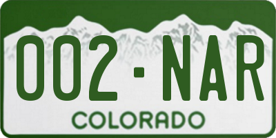 CO license plate 002NAR