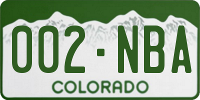 CO license plate 002NBA