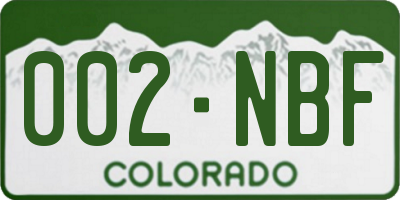 CO license plate 002NBF