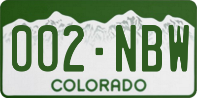 CO license plate 002NBW