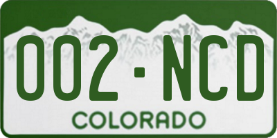 CO license plate 002NCD