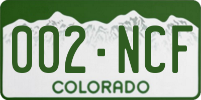 CO license plate 002NCF