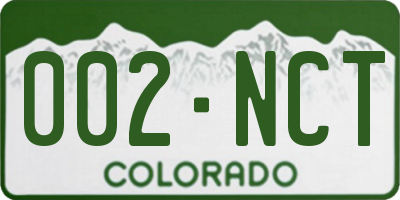 CO license plate 002NCT