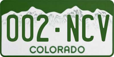 CO license plate 002NCV