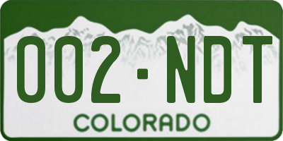 CO license plate 002NDT