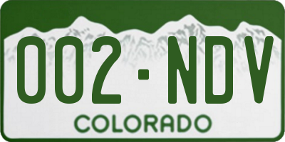 CO license plate 002NDV