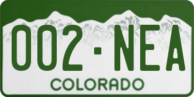 CO license plate 002NEA
