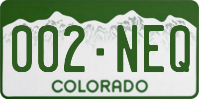 CO license plate 002NEQ