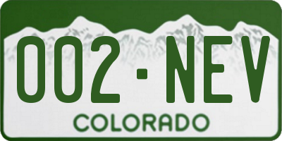 CO license plate 002NEV