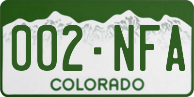 CO license plate 002NFA