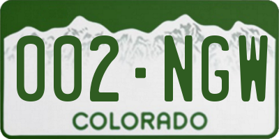 CO license plate 002NGW