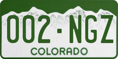 CO license plate 002NGZ
