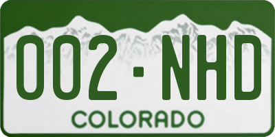 CO license plate 002NHD