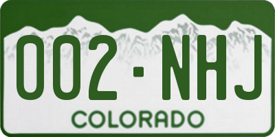 CO license plate 002NHJ