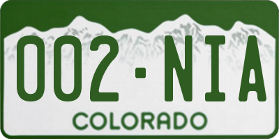 CO license plate 002NIA