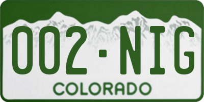 CO license plate 002NIG