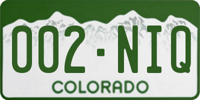 CO license plate 002NIQ