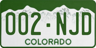 CO license plate 002NJD