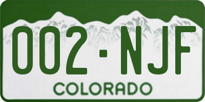 CO license plate 002NJF