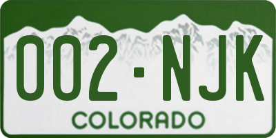 CO license plate 002NJK
