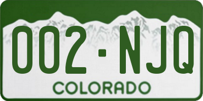 CO license plate 002NJQ