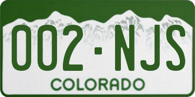 CO license plate 002NJS