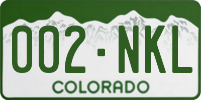 CO license plate 002NKL