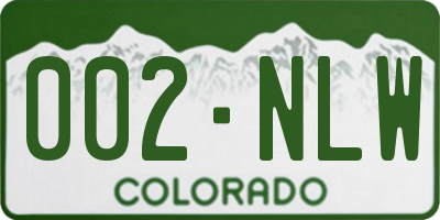 CO license plate 002NLW