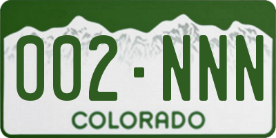 CO license plate 002NNN