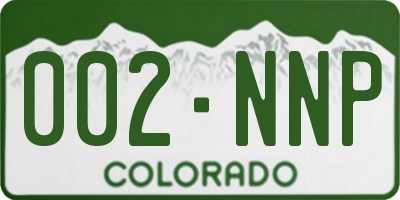 CO license plate 002NNP
