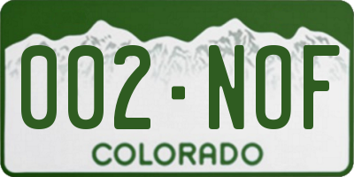 CO license plate 002NOF