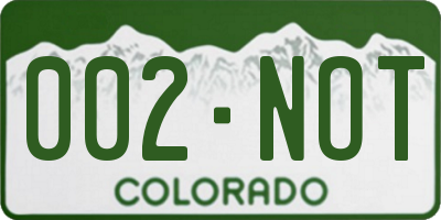 CO license plate 002NOT