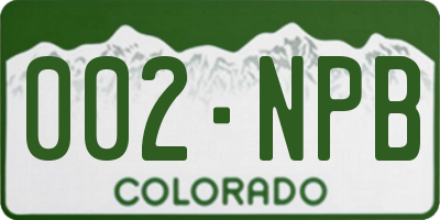 CO license plate 002NPB