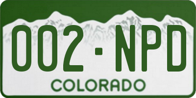 CO license plate 002NPD