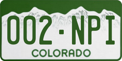 CO license plate 002NPI