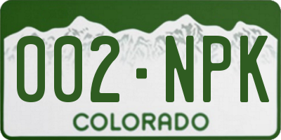 CO license plate 002NPK