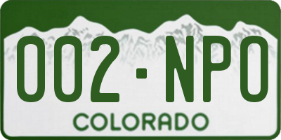 CO license plate 002NPO