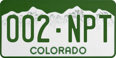 CO license plate 002NPT