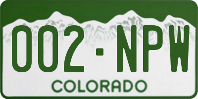 CO license plate 002NPW