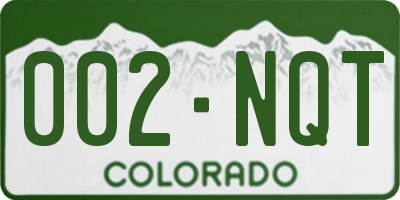 CO license plate 002NQT