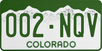 CO license plate 002NQV