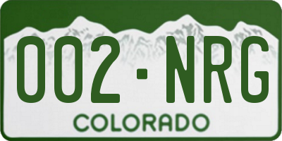 CO license plate 002NRG