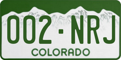 CO license plate 002NRJ