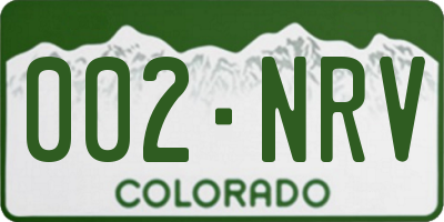 CO license plate 002NRV