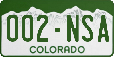CO license plate 002NSA