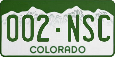 CO license plate 002NSC