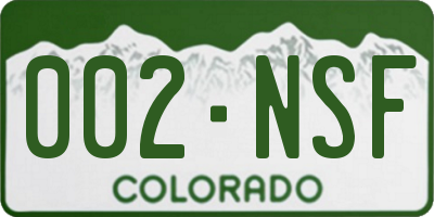 CO license plate 002NSF