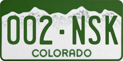 CO license plate 002NSK